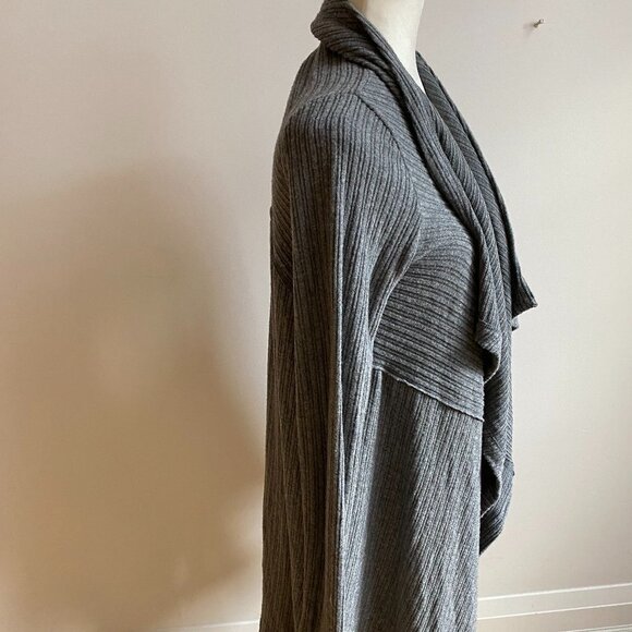 H By Bordeaux BNWOT Grey Cardigan NEW Waterfall Open Front Pockets - Picture 3 of 9